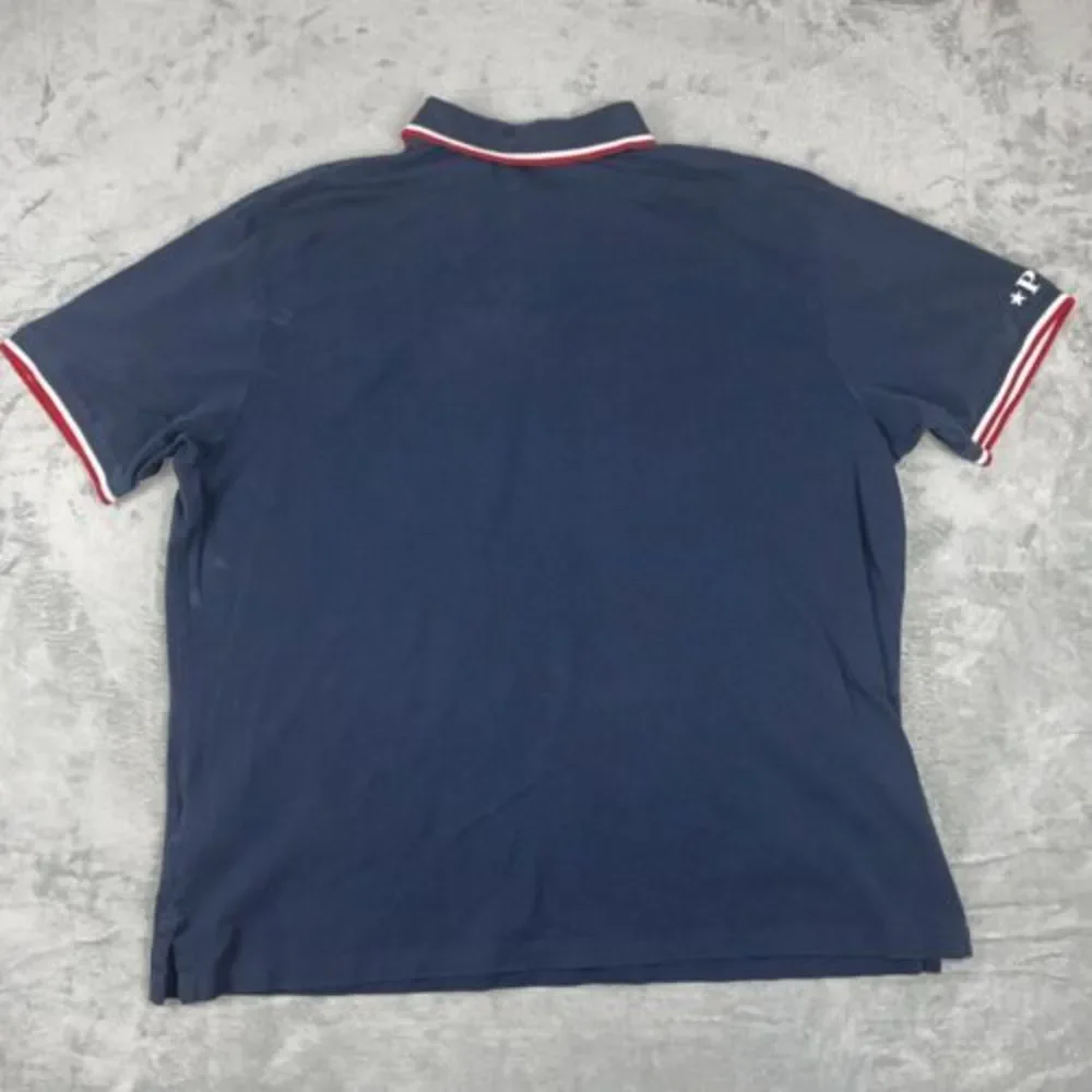 Polo Ralph Lauren Men’s 2XB Shirt Pique Cotton Navy Logo Spellout Collar *read*‎
